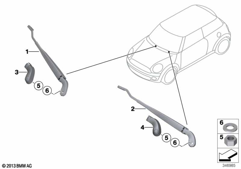Single components for wiper arm
