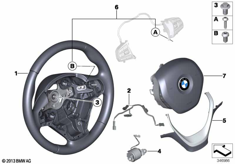Airbag sports steering wheel, leather