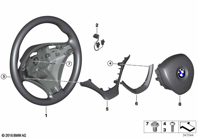 Airbag sports steering wheel, leather