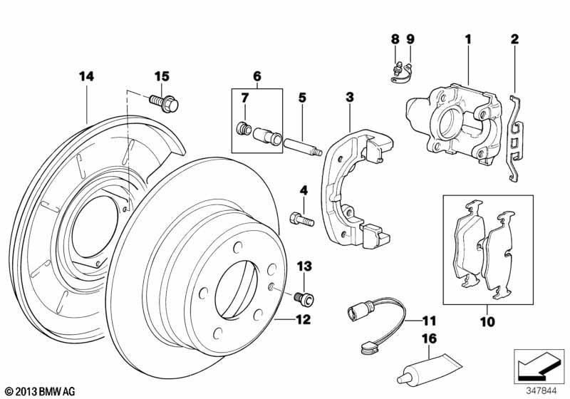 Rear brake / brake pad / wear sensor