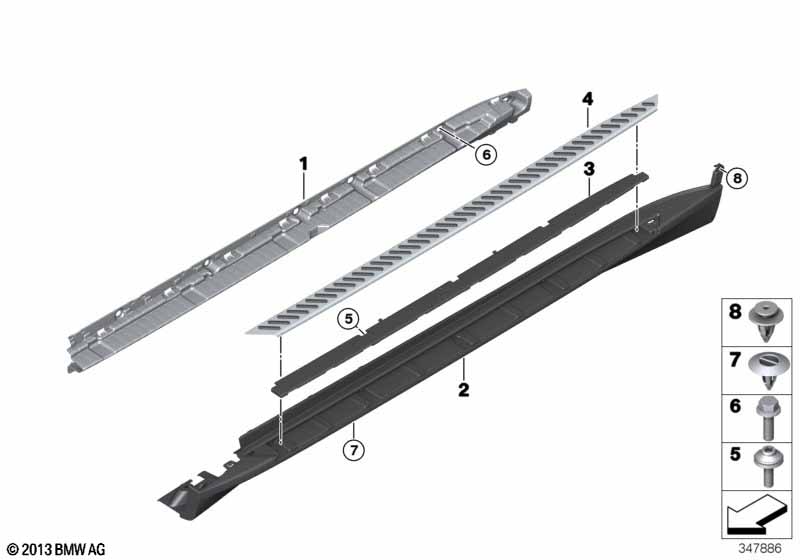 Genuine BMW 51777294383 F15 Support, Rocker Panel, Lft Running Board (Inc. X5) | ML Performance US Car Parts