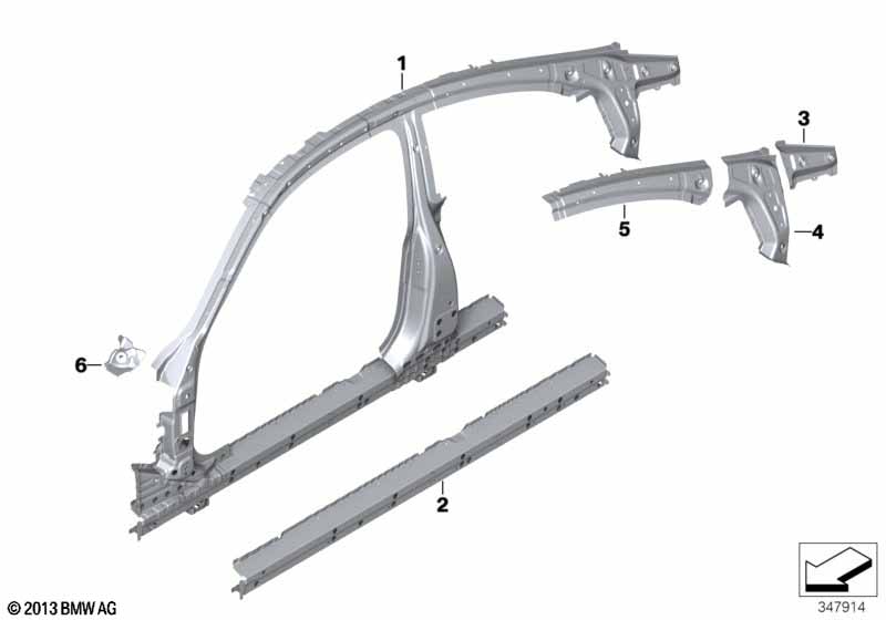 Side frame section, center