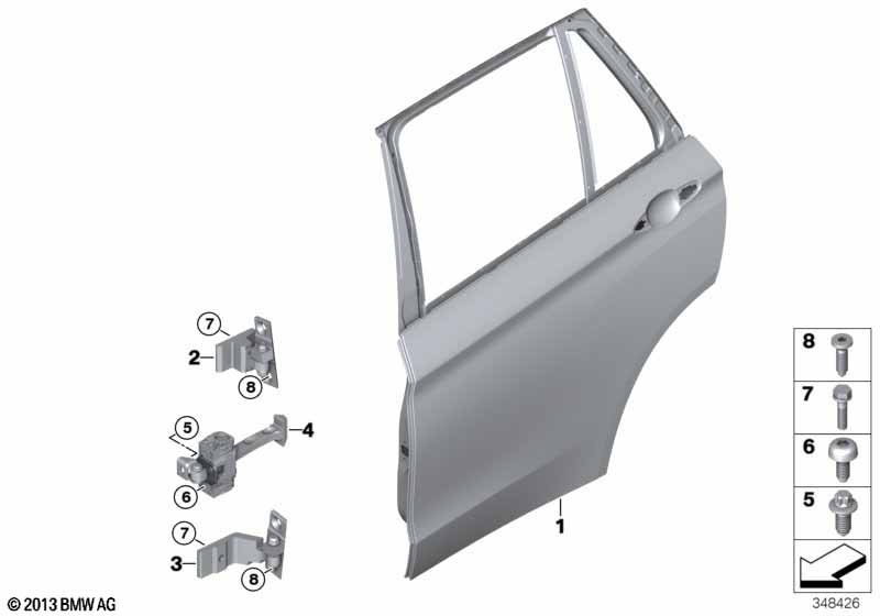 Rear door - hinge/door brake