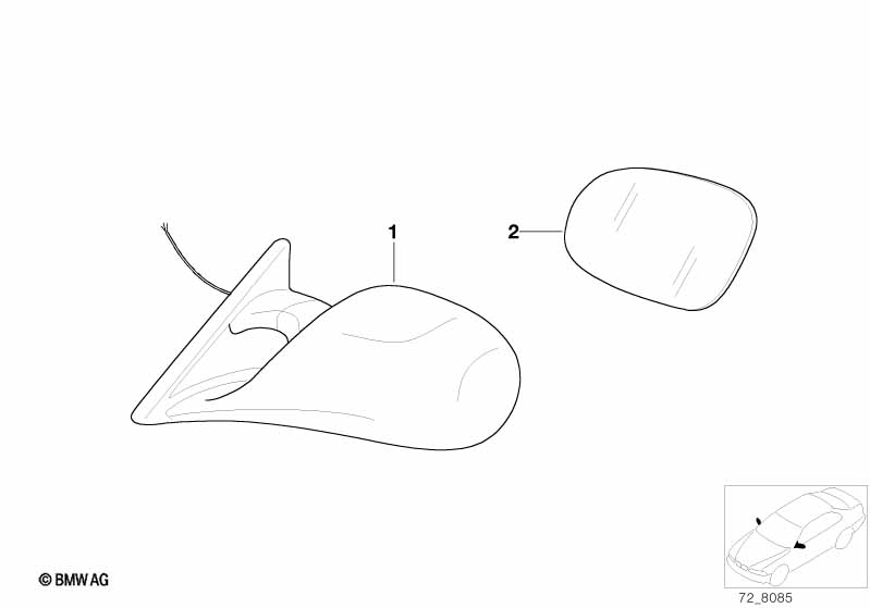 Genuine BMW 51162267191 E36 E31 E34 Mirror Glas Heated (Drivers Side) M TECHNIC (Inc. 840i, 325td & 524td) | ML Performance UK Car Parts