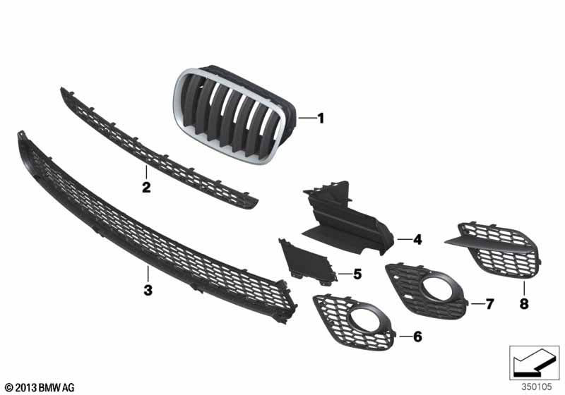Genuine BMW 51118049705 E70 Grill, Center Lower M (Inc. X5 40dX, X5 35dX & X5 35iX) | ML Performance EU Car Parts