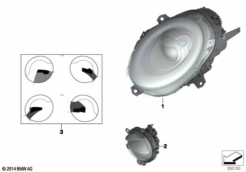 Genuine BMW 63117298267 F55 F56 Headlight Left, Turn Indicator Yellow (Inc. Cooper & Cooper S) | ML Performance EU Car Parts