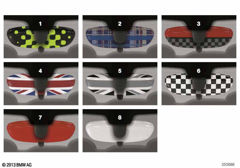 Genuine BMW 51162353709 Inside Rearview Mirror Cap UNION JACK (Inc. Cooper S ALL4, Cooper S & JCW) | ML Performance EU Car Parts