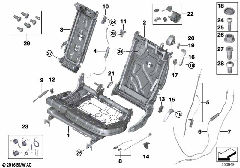 Genuine BMW 52207385407 F15 Seat Frame, Comfort Seat, Left (Inc. X5) | ML Performance EU Car Parts