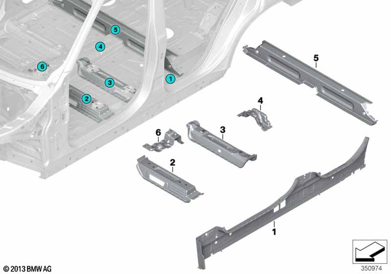 Floor parts rear interior
