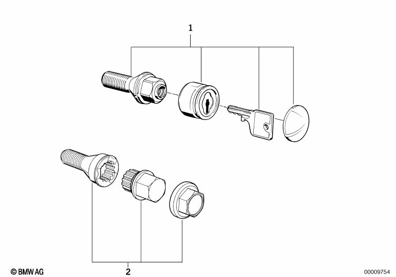 Wheel bolt lock with key