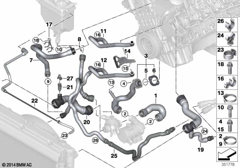 Cooling system coolant hoses