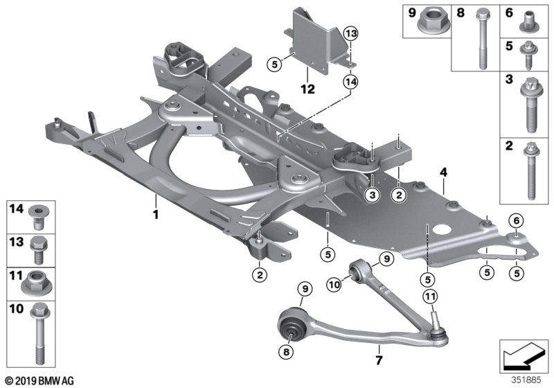 Front axle support/wishbone