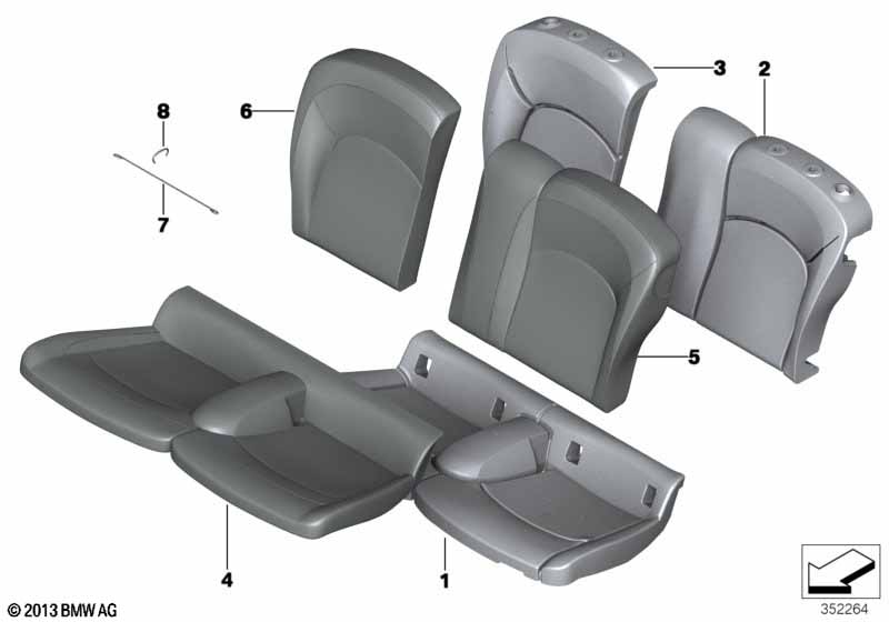 Genuine BMW Mini 52207380340 F55 Cover Backrest Vinyl Left K9E1 CARB.BLACK (Inc. Cooper, One & Cooper SD) | ML Performance EU Car Parts