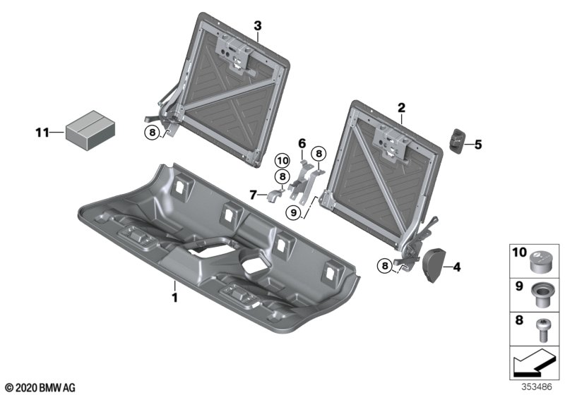 Genuine BMW 52207304330 I01 I01 Trim Cover, Backrest Bearing, Right (Inc. i3 120Ah Rex, i3 120Ah & i3 94Ah Rex) | ML Performance UK Car Parts
