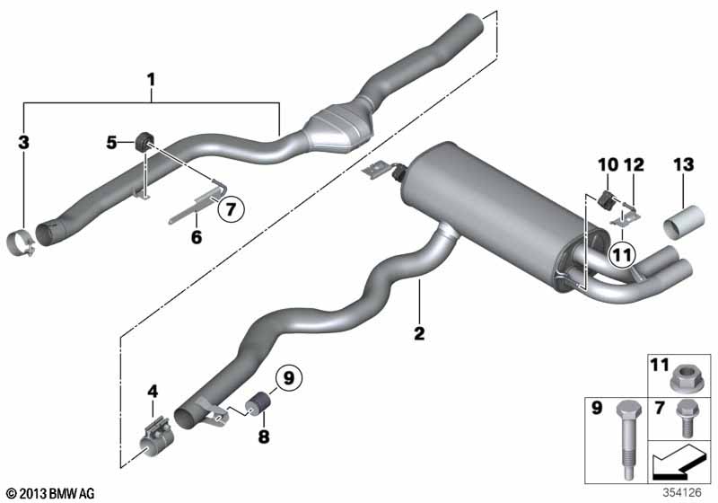 Exhaust system, rear