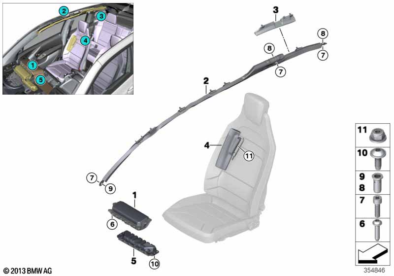 Genuine BMW 72127275698 Head Airbag, Right (Inc. i3 60Ah Rex, i3 60Ah & i3s 94Ah) | ML Performance EU Car Parts