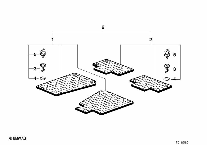 Genuine BMW 82119413024 E34 E32 Set Rubber Mats Rear Standard ANTHRAZIT (Inc. 525ix, M5 3.8 & M5) | ML Performance EU Car Parts