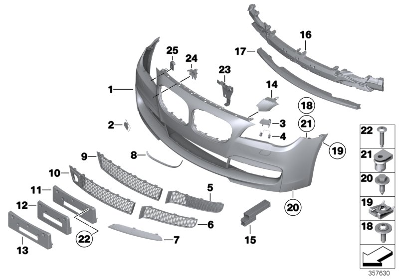 Genuine BMW 51118049638 Trim Cover, Bumper, Primed, Front M - PDC (Inc. 740i, 750iX & Hybrid 7) | ML Performance UK Car Parts