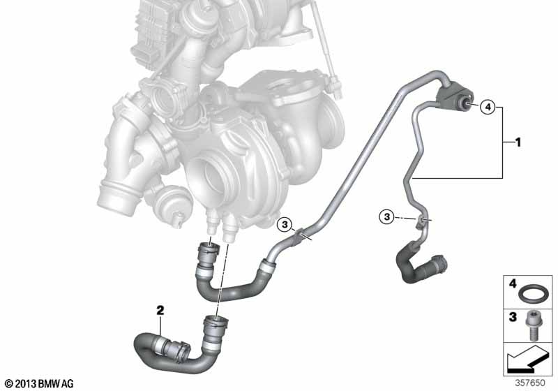 Genuine BMW 11538515497 F11 F15 F10 Line From Cylinder Block-Turbocharger (Inc. X5 25d, 525d & X5 25dX) | ML Performance UK Car Parts