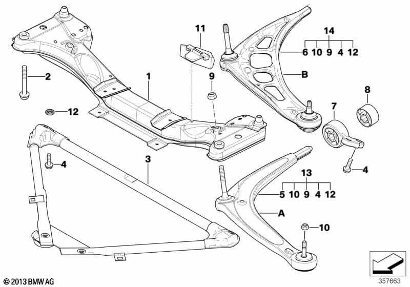 Front axle support/wishbone