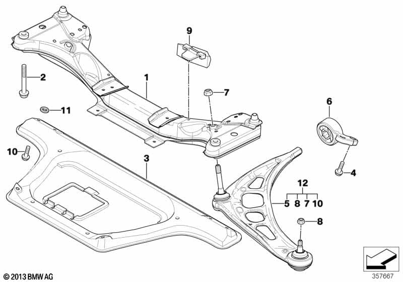 Front axle support/wishbone