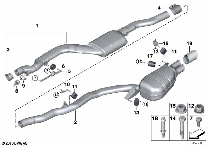 Exhaust system, rear