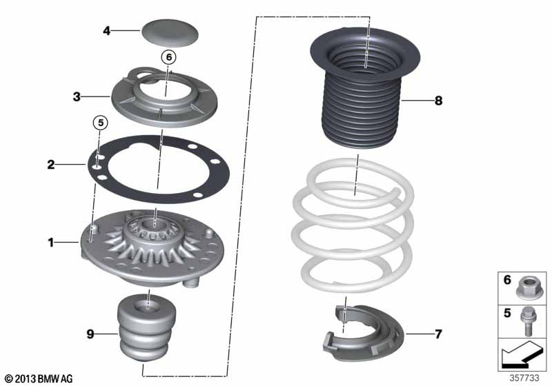 Guide support/spring pad/attaching parts