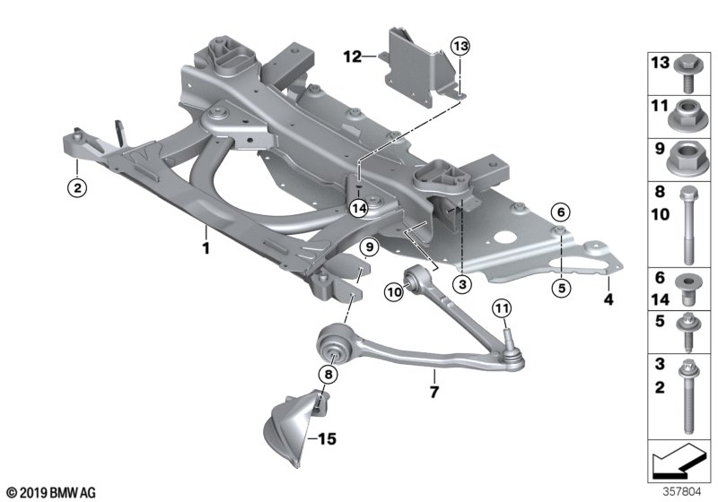 Front axle support/wishbone