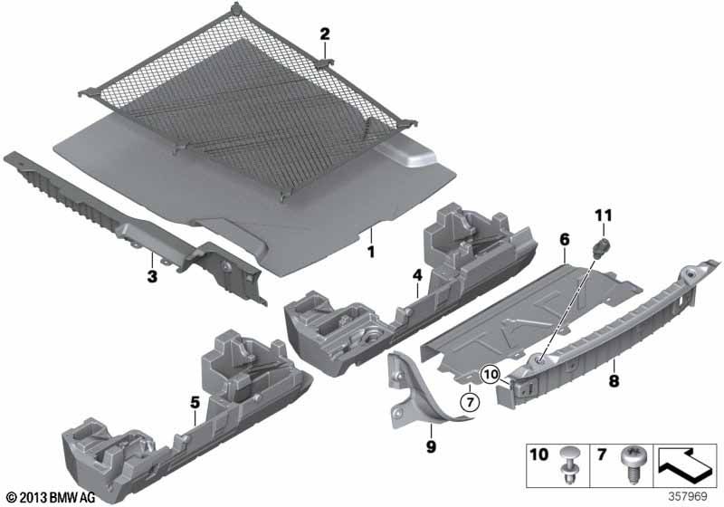 Trim panel, trunk floor