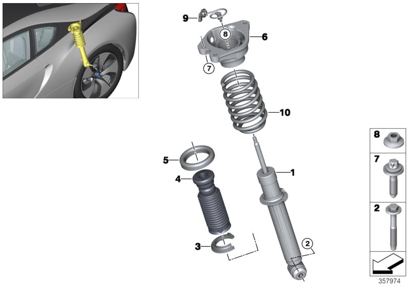 Genuine BMW 37106886234 Spring Strut, Rear | ML Performance UK Car Parts