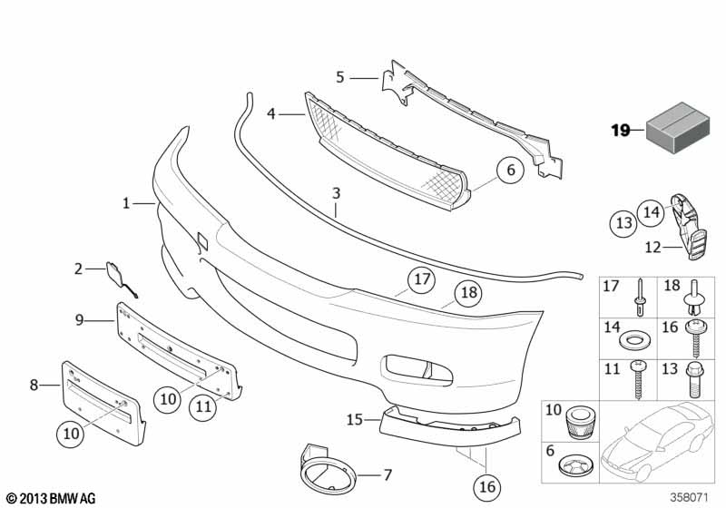 Genuine BMW 51117893067 E46 Cover, Fog Lamp, Left M-PAKET (Inc. 325xi, 320Cd & 320Ci) | ML Performance UK Car Parts