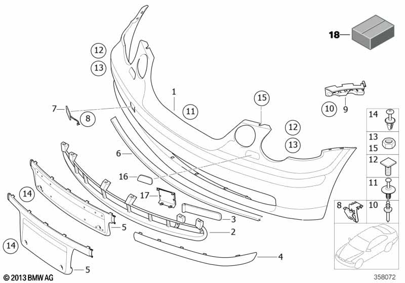 Genuine BMW 51117046910 E46 Trim Cover, Bumper, Primed, Front (Inc. 318ti, 325ti & 318td) | ML Performance EU Car Parts