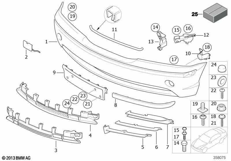 Genuine BMW 51117030611 E46 Impact Strip, Bumper, Front Center (Inc. 325xi, 330xi & 325i) | ML Performance UK Car Parts