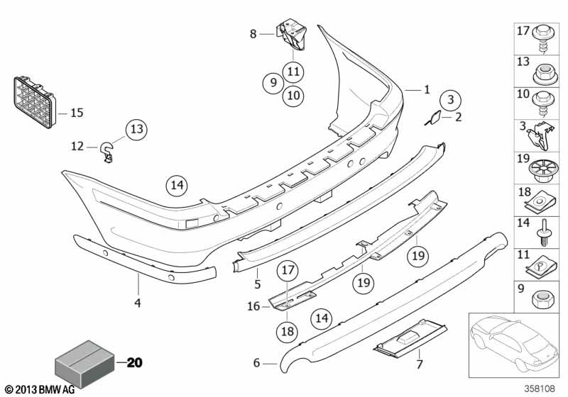 Genuine BMW 51127893489 E46 Bumper Trim Panel, Primed, Rear M (Inc. 325i, 330xd & 316i) | ML Performance EU Car Parts