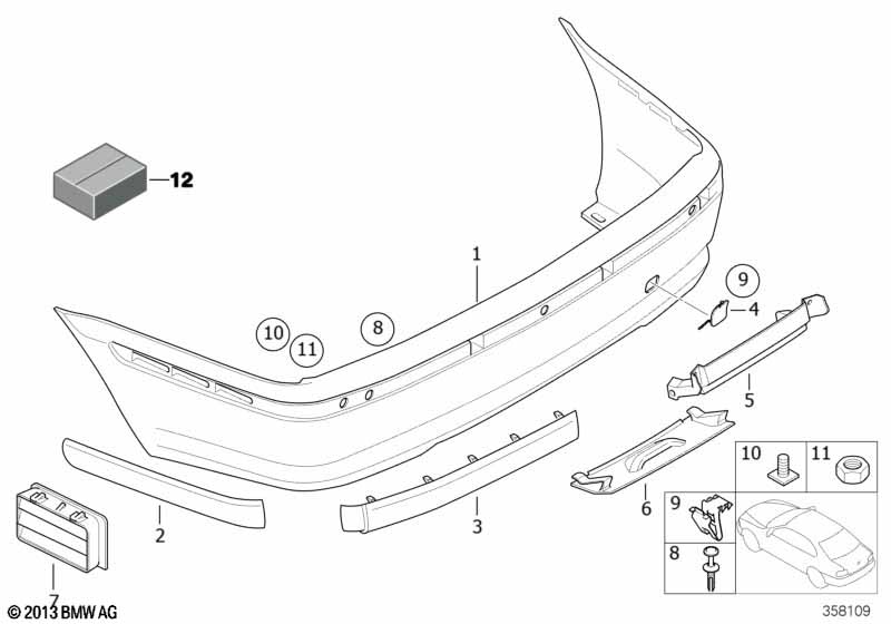 Genuine BMW 51127030591 E46 Bumper Trim Panel, Primed, Rear (Inc. 316i 1.6, 316i 1.9 & 330xi) | ML Performance UK Car Parts