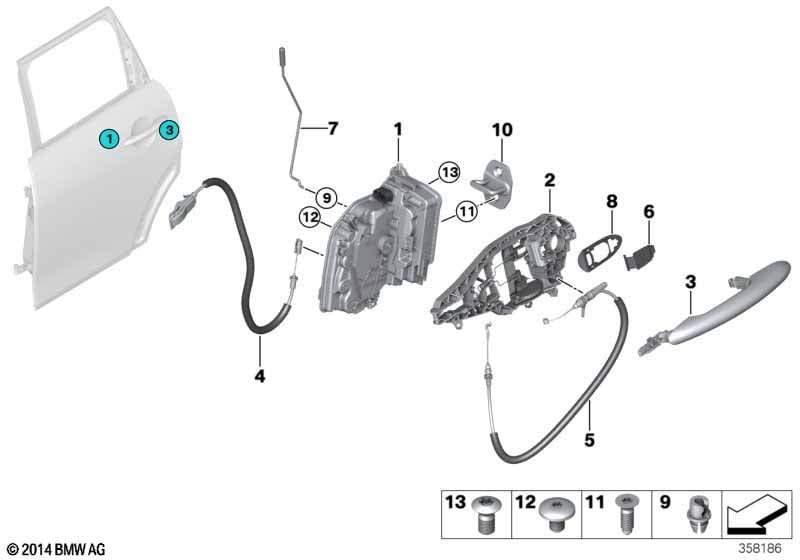 Closing system, door, rear