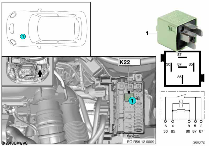 Relay, electric fan 2 motor K22