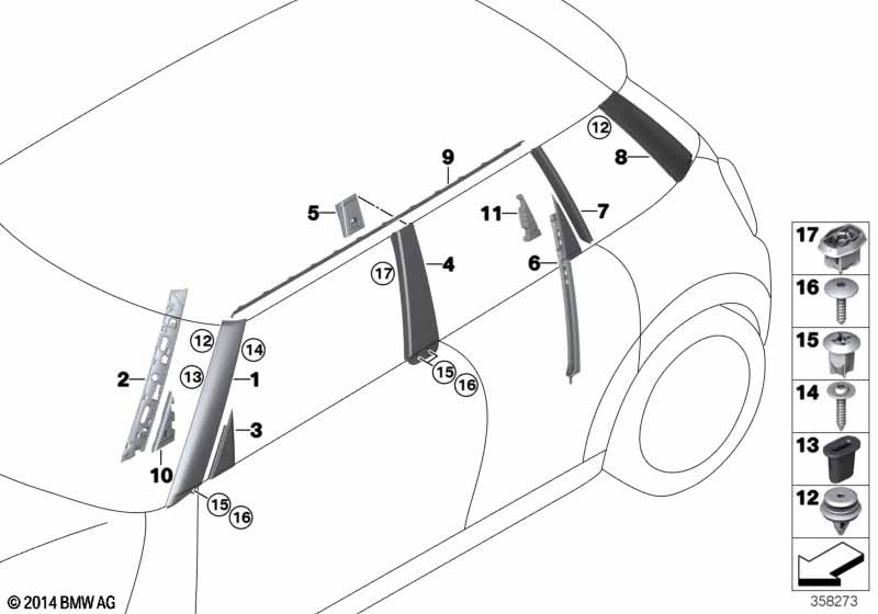 Genuine BMW 51357322518 F55 Cover Column B Right (Inc. One First, Cooper D & Cooper) | ML Performance UK Car Parts