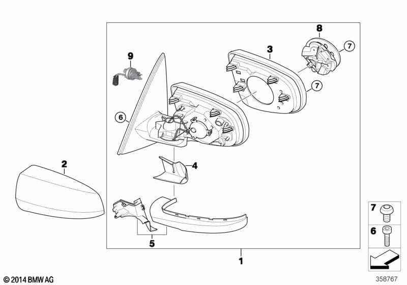 Genuine BMW 51167181166 E71 E72 Exterior Mirror Right (Inc. X6 30dX, X6 40dX & X6 50iX) | ML Performance EU Car Parts