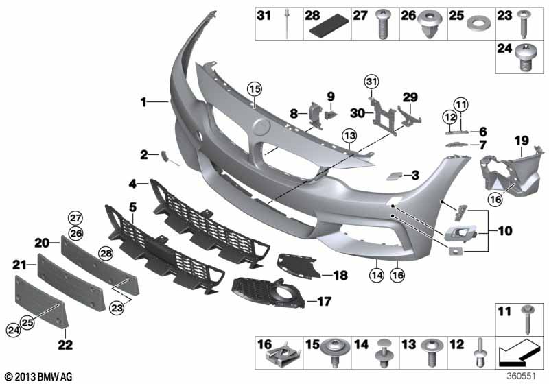 Genuine BMW 51118056493 F36 F32 Grill, Bumper, Front, Left RACE (Inc. 435i, 440i & 428i) | ML Performance UK Car Parts