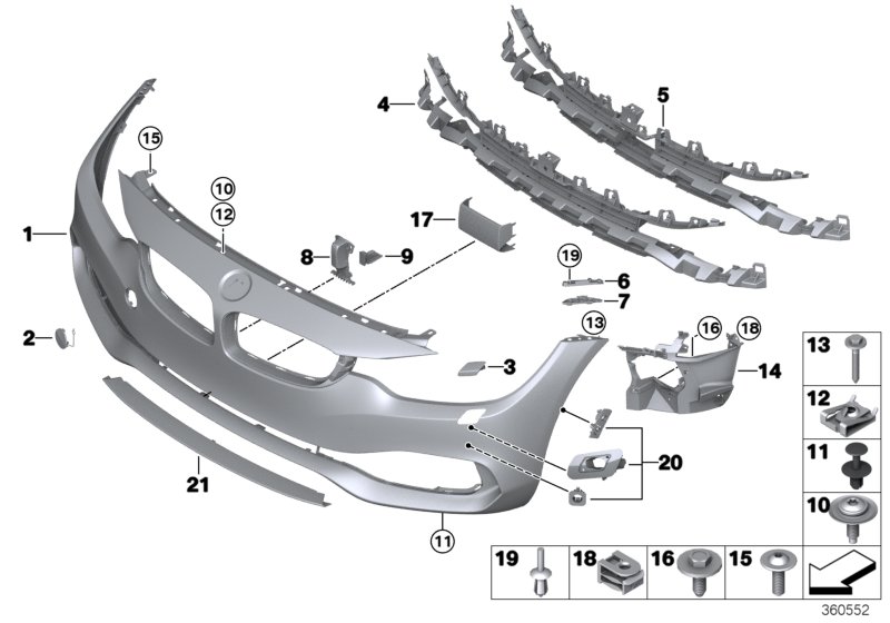 Genuine BMW 51117363275 Trim Cover, Bumper, Primed, Front SRA | ML Performance US Car Parts