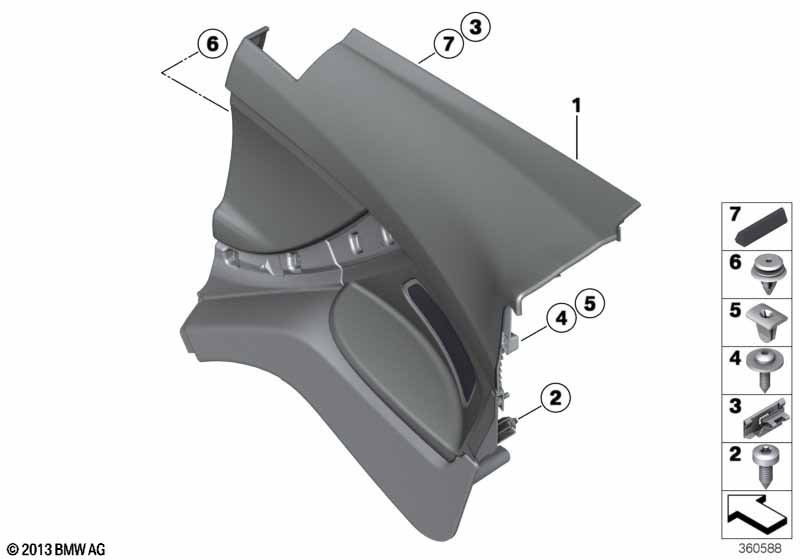 Lateral trim panel rear