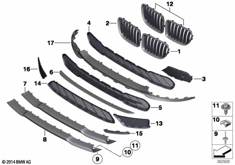 Genuine BMW 51112993307 E84 Grille, Front, Left HIGH (Inc. X1) | ML Performance EU Car Parts