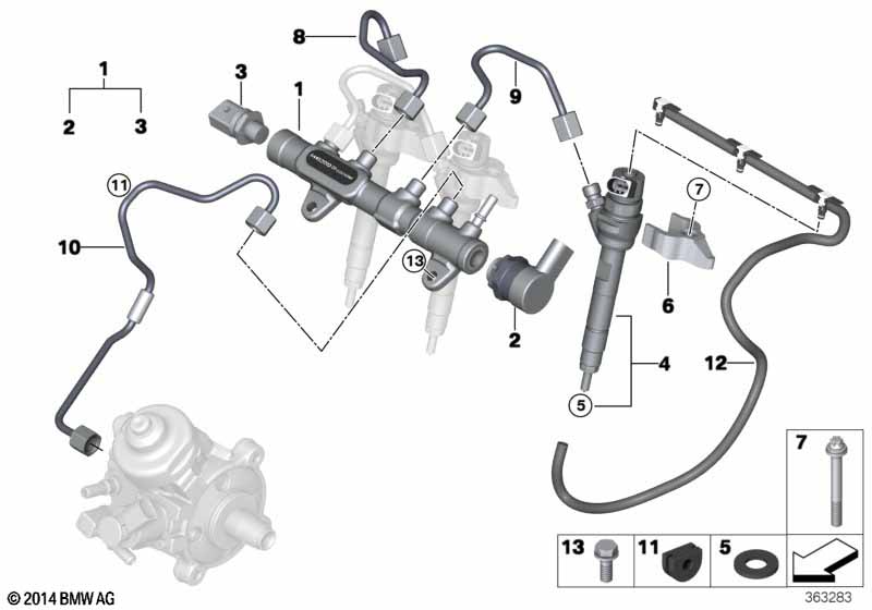 High pressure accumulator/injector/line