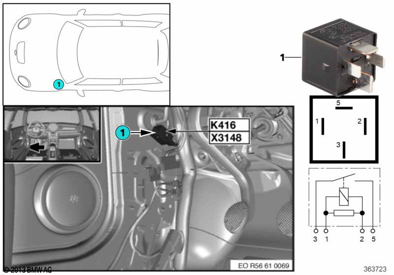 Relay for heated windshield K416