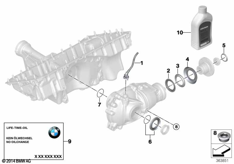 Front differential, single parts
