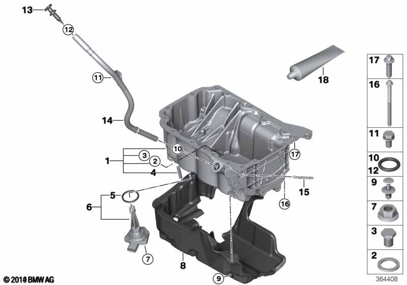 Oil pan/oil level indicator