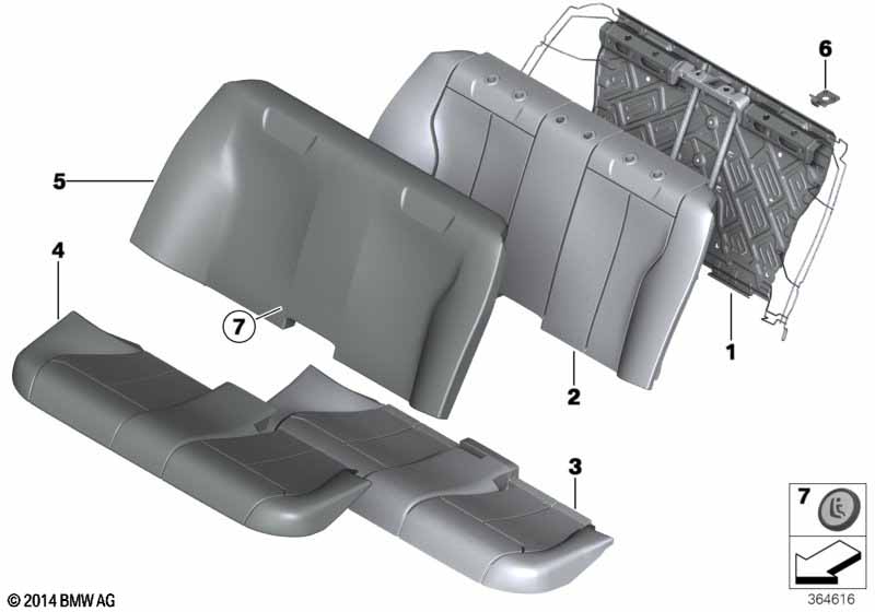 Seat rear, upholstery & cover base seat