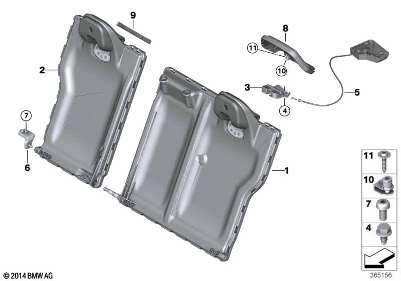 Seat, rear, seat frame, base seat
