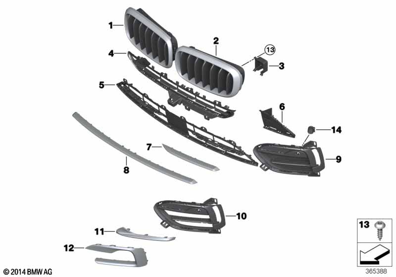 Genuine BMW 51137349393 F16 Grille Left XTRAV. / NIVI (Inc. X6) | ML Performance EU Car Parts